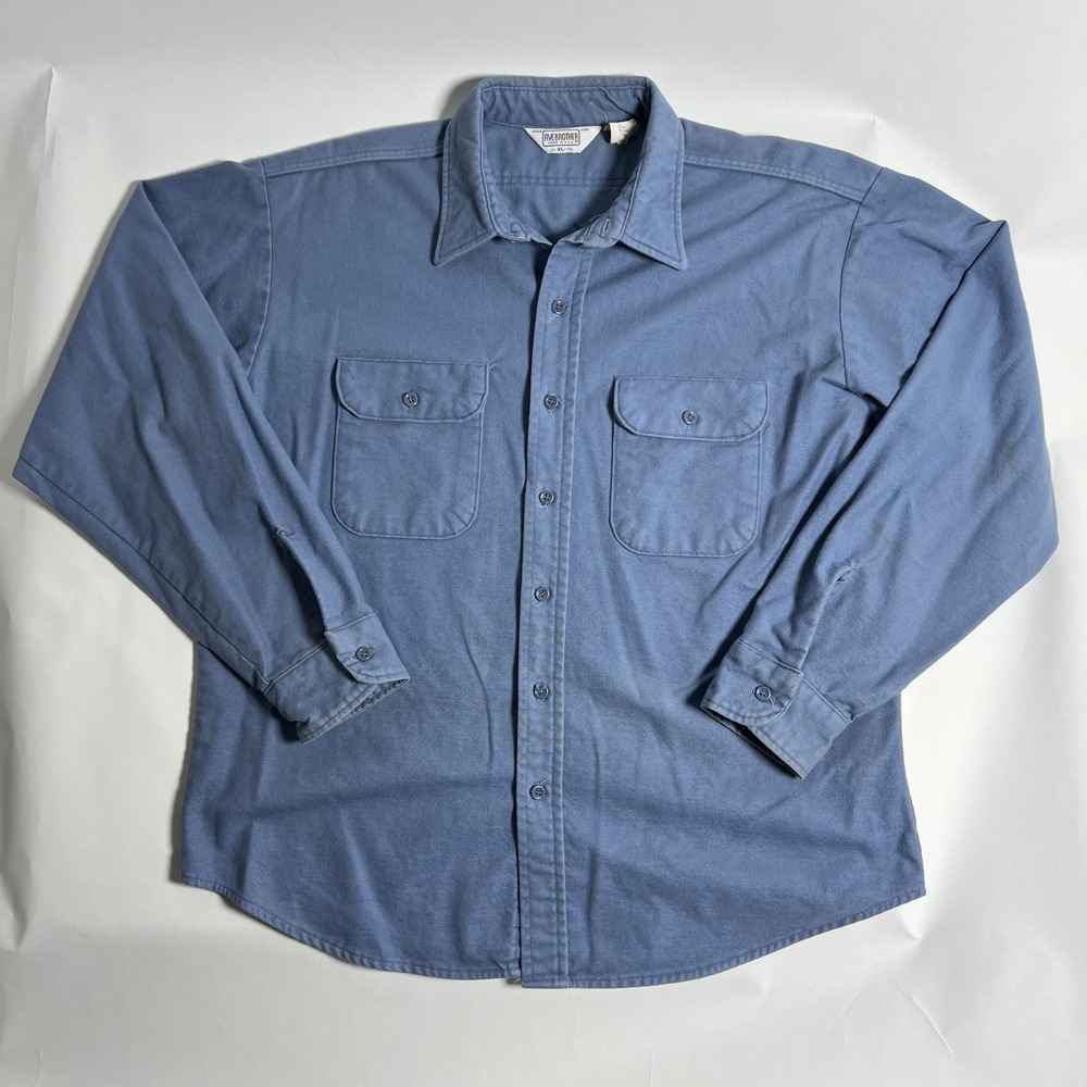 Vintage Five Brother Flannel Shirt Mens XL Blue Button Lumberjack USA Made